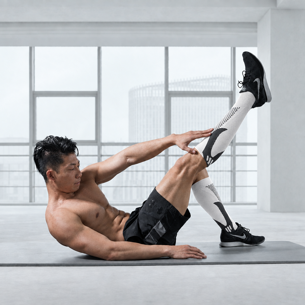 Athlete wearing Stride&Co white compression socks