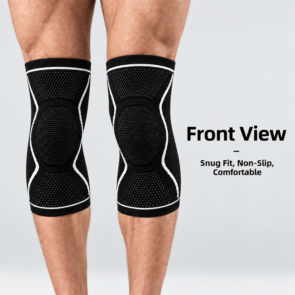 Black knee pads worn
