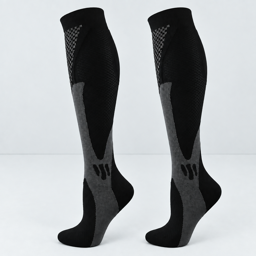 Black socks on light gray