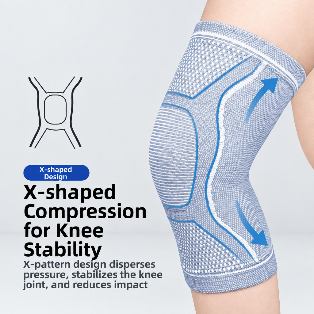 Knee pad infographic on gray