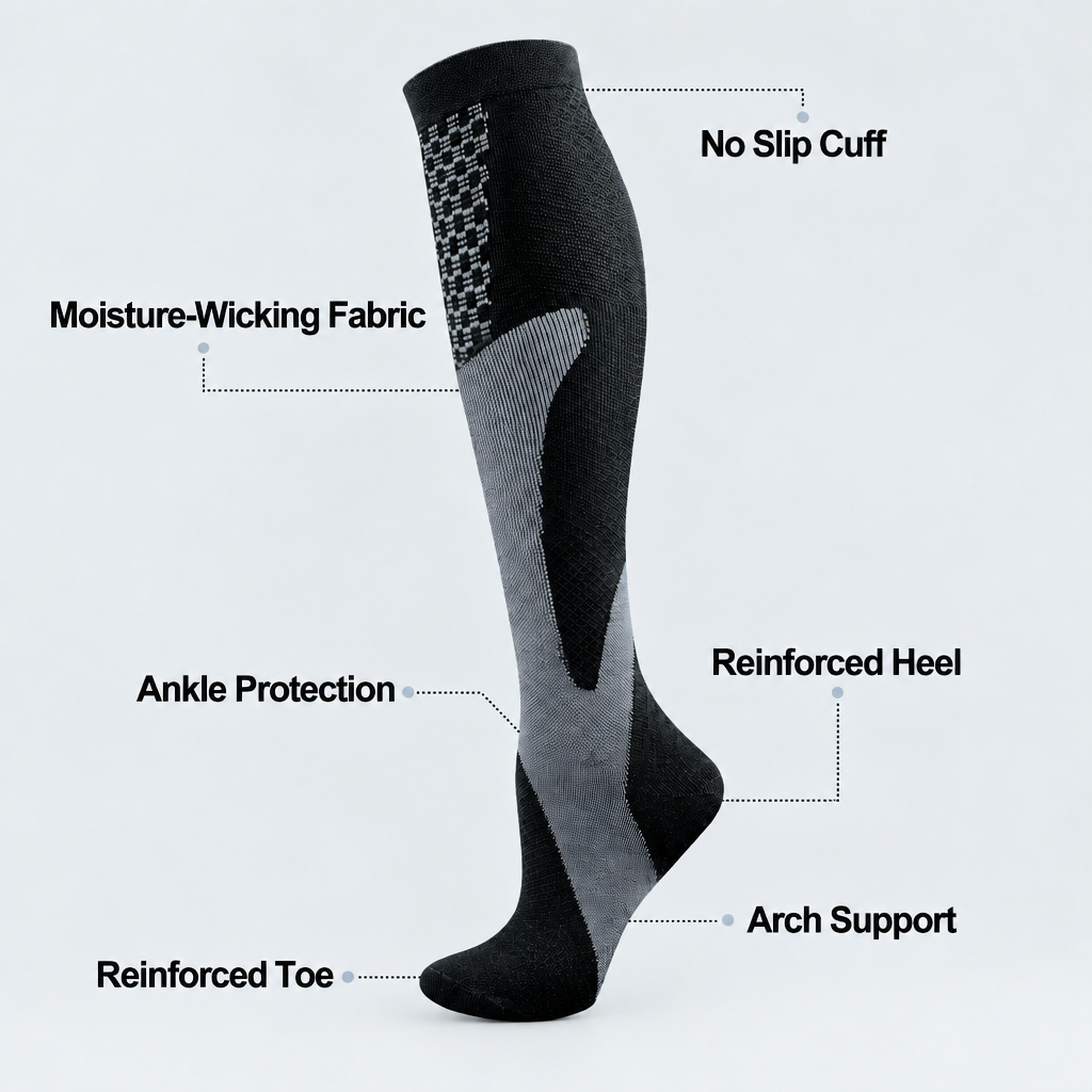 Sock infographic on light gray